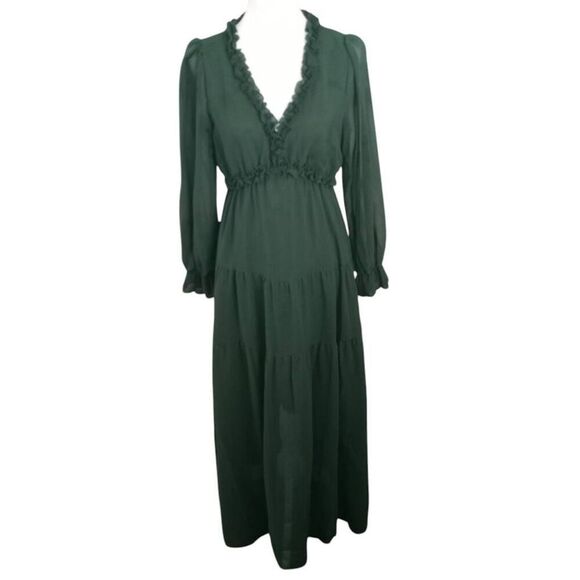 AMAZON GREEN V-NECK MAXI DRESS SZ.S NWOT - Picture 2 of 8